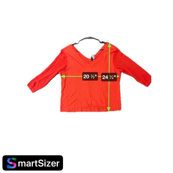 Lynne Ritchie Womens Red Silk Cotton Blend V-Neck Sheer Sleeve Top Sz XL - Picture 7 of 7